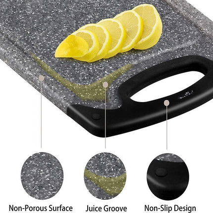 Plastic Chopping Board Cutting Boards Set for Kitchen Juice Groove Black Marble - Aimall