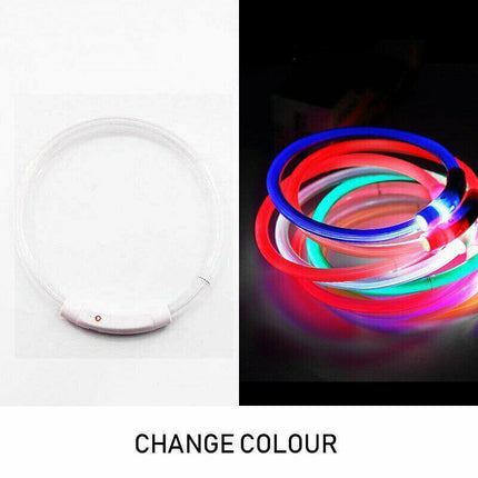 USB Rechargeable LED Dog Collar Night Glow Flashing Light Up Safety Pet Collars S Size - Aimall