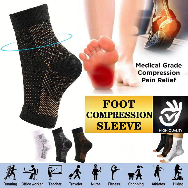Foot Sleeve Plantar Fasciitis Compression Socks Achy Swelling Heel Ankle White - Aimall