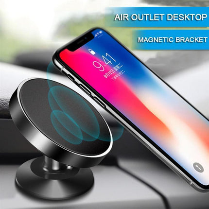 360 Degree Rotating Cell Phone Holder Car Magnetic Mount Air Vent Silver Clip On - Aimall