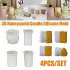 4PCS Handmade Silicone Candle Mold 3D Bee Honeycomb Art Wax Mold Cake Resin Mold