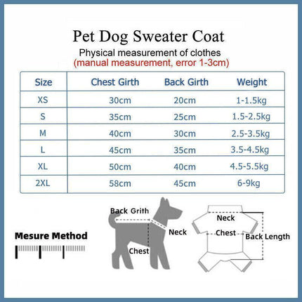 S Size Cute Pet Dog Warm Jumper Sweater Clothes Cat Knitted Coat Winter - Aimall
