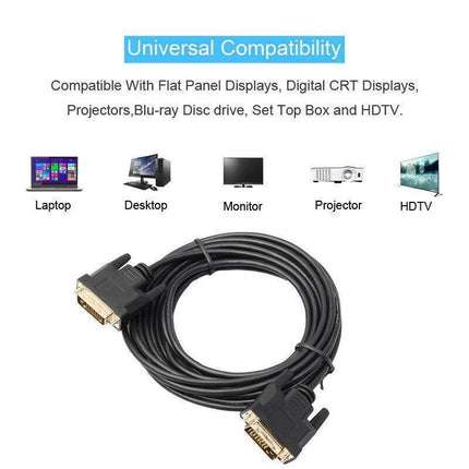 DVI Black Cable Male DVI-D for LCD Monitor Computer PC Projector DVD Cord Lead - Aimall