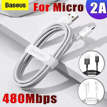 Baseus 480Mbps 2A USB Fast Charging Cable Data Wire For Micro Android Samsung 2PCS 2M - Aimall