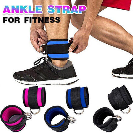 2PCS Weight Lifting Ankle D-Ring Strap Pulley Cable Kickbacks Attachment Gym Leg - Aimall