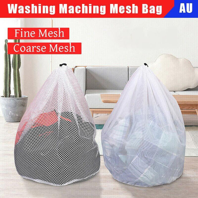 Drawstring Laundry Wash Bag Fine or Coarse Mesh Lingerie Delicate Clothes XL - Aimall