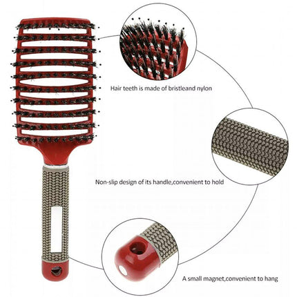 Detangle Nylon Boar Bristle Brush Hairbrush Smooth Hair Head Scalp Massage Comb - Aimall