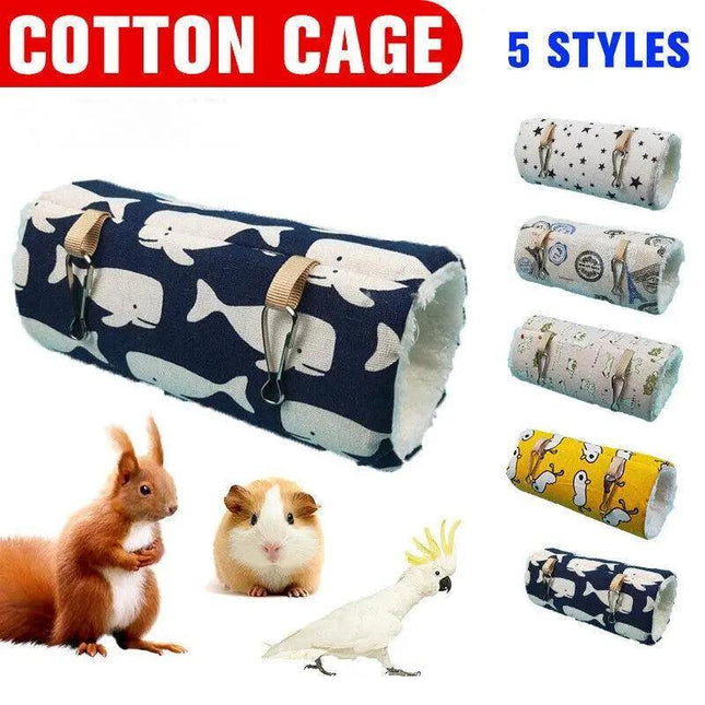Pet Tunnel Hammock Linen Plush Cotton Cage Hanging Guinea Pig Hamster Warm Sleep M Size - Aimall