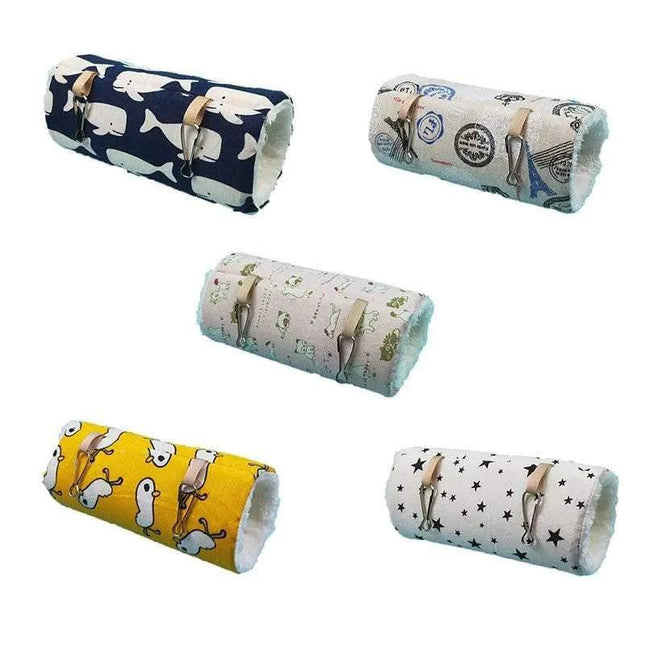 Pet Tunnel Hammock Linen Plush Cotton Cage Hanging Guinea Pig Hamster Warm Sleep M Size - Aimall