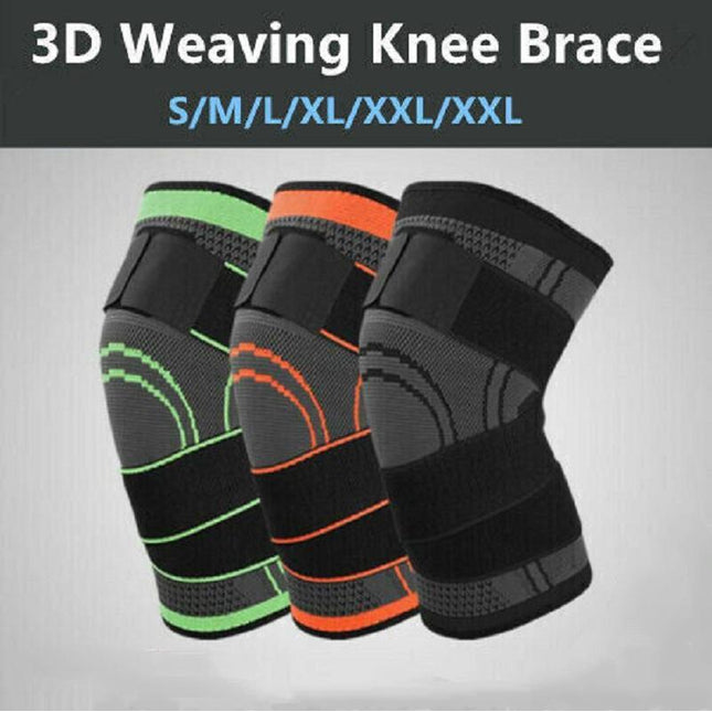 3D Weaving Knee Brace Breathable Sleeve Support Running Jogging Joint Pain Leg Black - Aimall