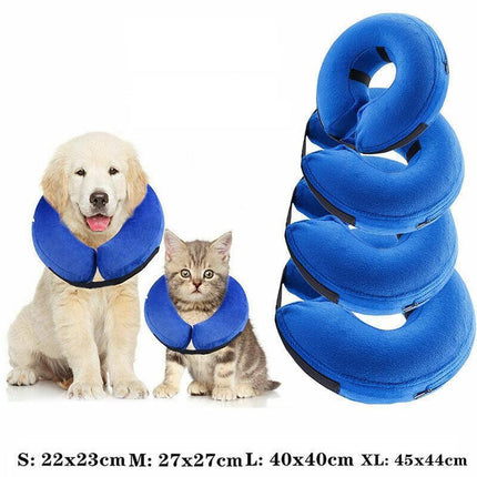 Grey Pet Dog Inflatable Soft Healing Collar Cone Wound Medical Cat Protective Jackets - Aimall