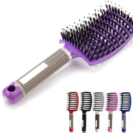 Detangle Nylon Boar Bristle Brush Hairbrush Smooth Hair Head Scalp Massage Comb - Aimall