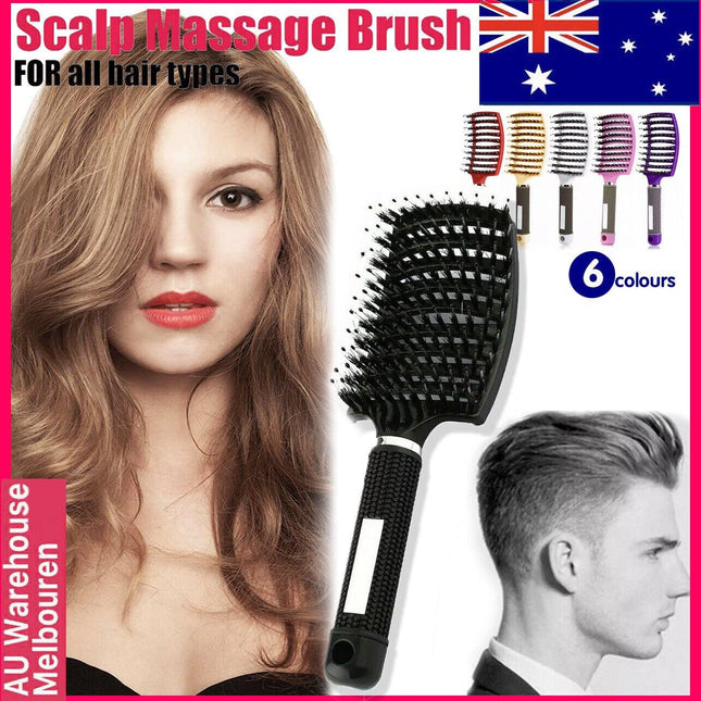 Detangle Nylon Boar Bristle Brush Hairbrush Smooth Hair Head Scalp Massage Comb - Aimall