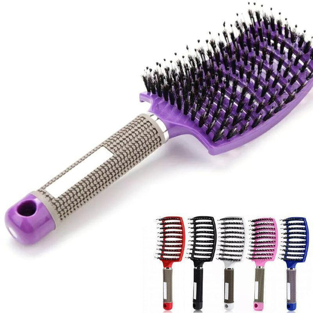 Detangle Nylon Boar Bristle Brush Hairbrush Smooth Hair Head Scalp Massage Comb - Aimall