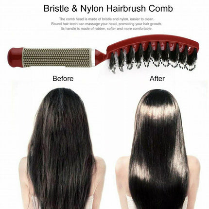 Detangle Nylon Boar Bristle Brush Hairbrush Smooth Hair Head Scalp Massage Comb - Aimall