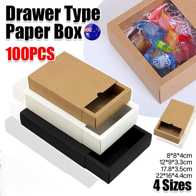100PCS DIY Paper Box Drawer Type Jewelry Packing Box Tea Gift Cosmetics Black - Aimall
