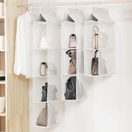 Beige Bag Storage Holder Wardrobe Closet Hanging Handbag Organizer 2/3/4 Pockets - Aimall
