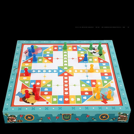 8-in-1 Board Game Set Chess Games Board Toy Backgammon Checkers Snakes Ladders - Aimall