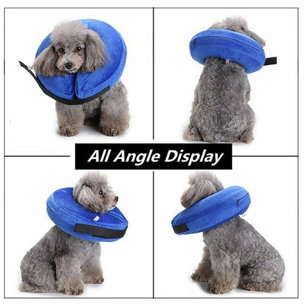 Grey Pet Dog Inflatable Soft Healing Collar Cone Wound Medical Cat Protective Jackets - Aimall