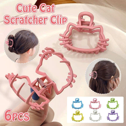 6pcs Metal Hollow Cat Ear Hair Clips Half Updo Plate Headdress Hair Accessories