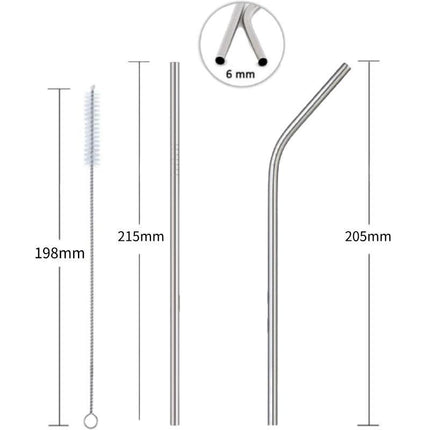 10PCS Stainless Steel Straws Bent Long Reusable Washable Metal Drinking Straw - Aimall