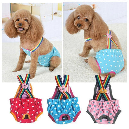 Female Pet Dog Cat Puppy Pant Menstrual Sanitary Nappy Diaper Wrap Underwear Pink - Aimall