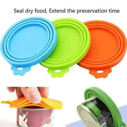 Green 1/2/3pc Pet Food Can Cover Lid Pet Tin Silicone Reusable Storage Cap Top - Aimall