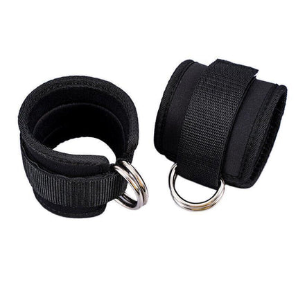 2PCS Weight Lifting Ankle D-Ring Strap Pulley Cable Kickbacks Attachment Gym Leg - Aimall