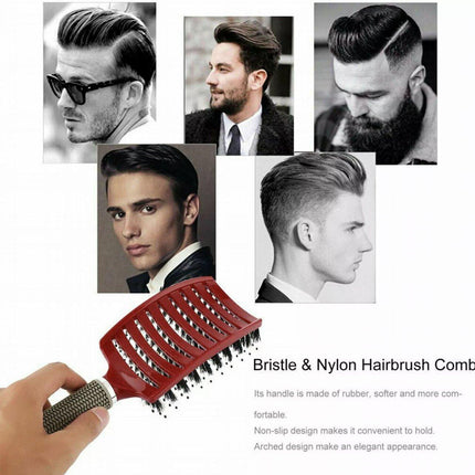 Detangle Nylon Boar Bristle Brush Hairbrush Smooth Hair Head Scalp Massage Comb - Aimall