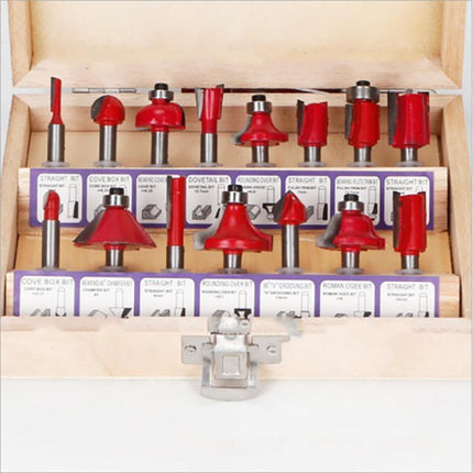 15X 1/2 1/4 inch Router Bits Set Woodworking Tool Cutter Shank Tungsten Carbide - Aimall