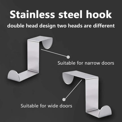 4x/6x Over Door Hooks Hanger Holder Stainless Steel Cabinet Organizer Clothes 4cm - Aimall