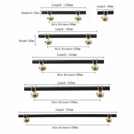 Black+Gold Design Kitchen Cabinet Handles Drawer Bar Handle Pull 96 128 160 192 320MM - Aimall