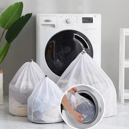 Drawstring Laundry Wash Bag Fine or Coarse Mesh Lingerie Delicate Clothes L - Aimall