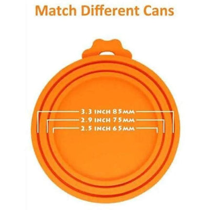 Orange 1/2/3pc Pet Food Can Cover Lid Pet Tin Silicone Reusable Storage Cap Top - Aimall