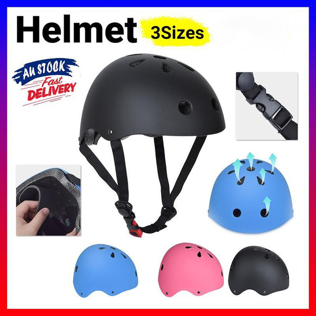 Bike/Skate Helmet 3 Sizes Available Kids Adult Skateboard Professional Safety Blue - Aimall