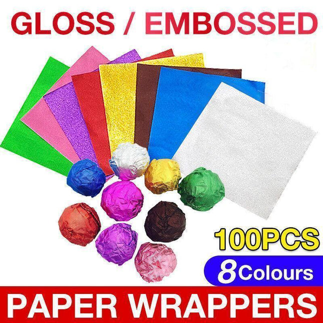 100PCS Tin Foil Aluminium Wrapping Square Chocolate Wrappers 10CM - Aimall