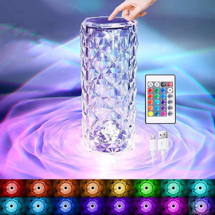 LED Crystal Table Lamp Diamond Rose Bar Night Light Touch Atmosphere Bedside HOT - Aimall