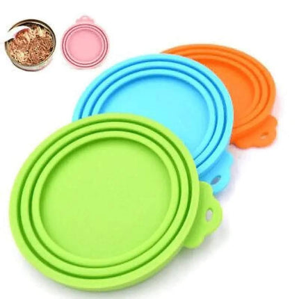 Green 1/2/3pc Pet Food Can Cover Lid Pet Tin Silicone Reusable Storage Cap Top - Aimall