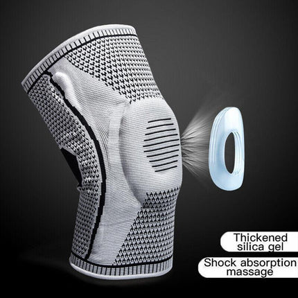 Blue Knee Brace Knee Compression Sleeve Professional Sports Silicone Knee Support - Aimall