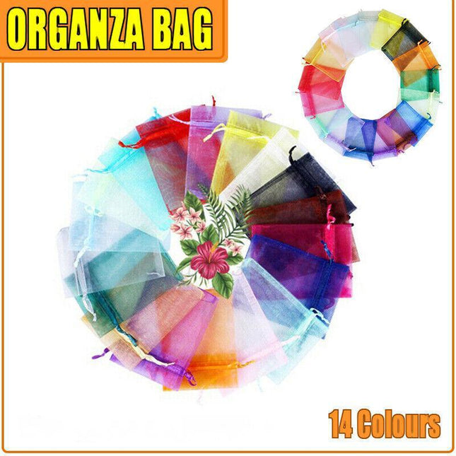 50PCS Organza Bag Sheer Bags Jewellery Wedding Candy Packaging Sheer Bags 9*12 cm - Aimall