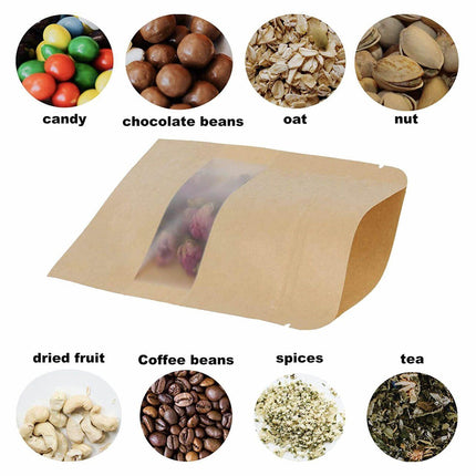 10-200x 23*35+5cm Stand Up Bag Kraft Paper Seal Packaging Window Zip Lock Pouch - Aimall