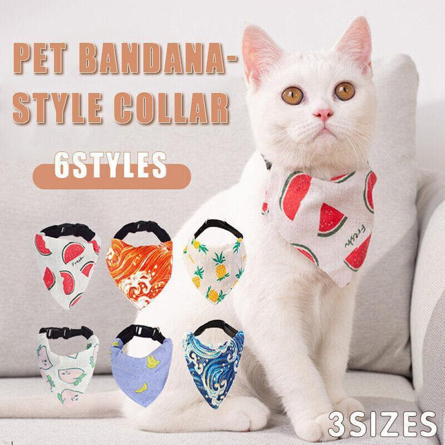 Pet Bandana-Style Collar Saliva Towel Adjustable for Cat Kitten Dog Puppy M Size - Aimall