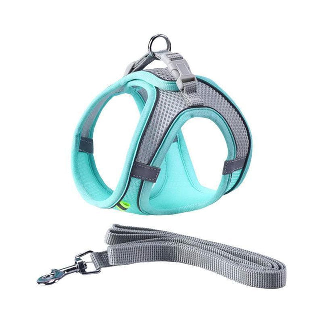 Pet Dog Harness Adjustable Reflective Breathable Outdoor Collars Strap Cat Leash Green - Aimall