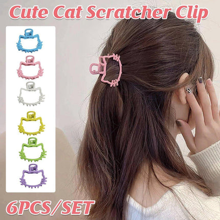 6pcs Metal Hollow Cat Ear Hair Clips Half Updo Plate Headdress Hair Accessories