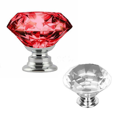 Door Knobs Handles Clear Crystal Diamond Glass Kitchen Cupboard Cabinet Pulls 40MM - Aimall