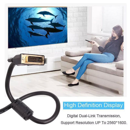 DVI Braided Cable Male DVI-D for LCD Monitor Computer PC Projector DVD Cord Lead - Aimall
