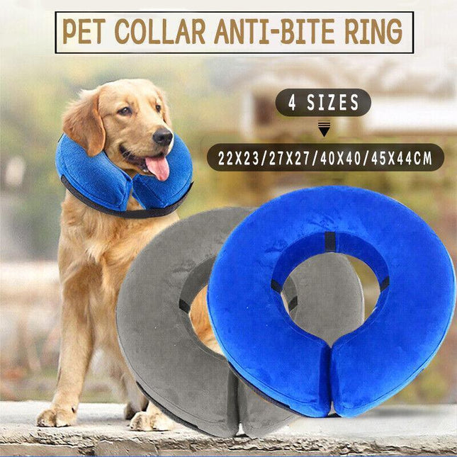 Grey Pet Dog Inflatable Soft Healing Collar Cone Wound Medical Cat Protective Jackets - Aimall