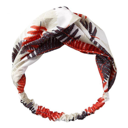 Women Chiffon Floral Print Headband Fashion Bohemian Elastic Cross Hair Bands - Aimall