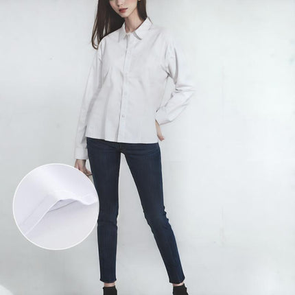 Ladies Womens Plain Long Sleeve Work Shirt Collar Office Formal Blouse Easy Care - Aimall