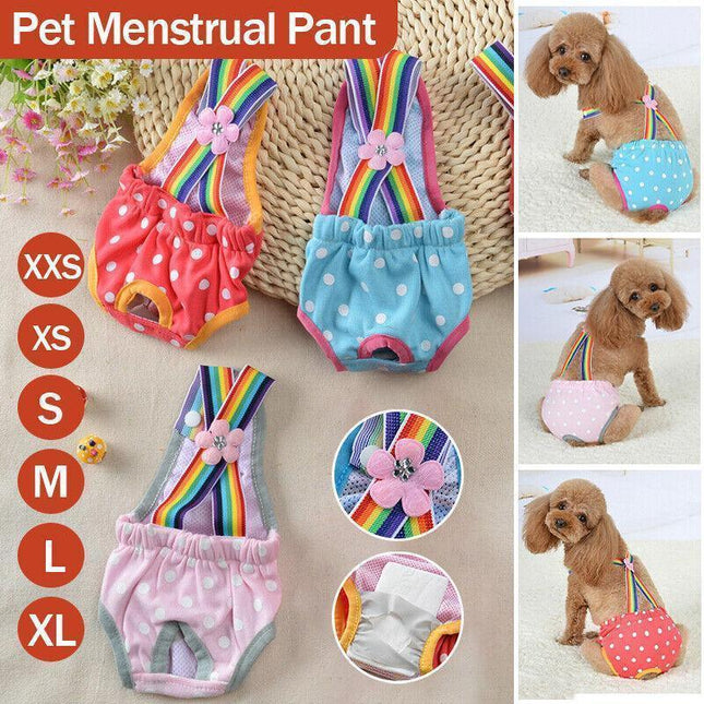 Female Pet Dog Cat Puppy Pant Menstrual Sanitary Nappy Diaper Wrap Underwear Pink - Aimall